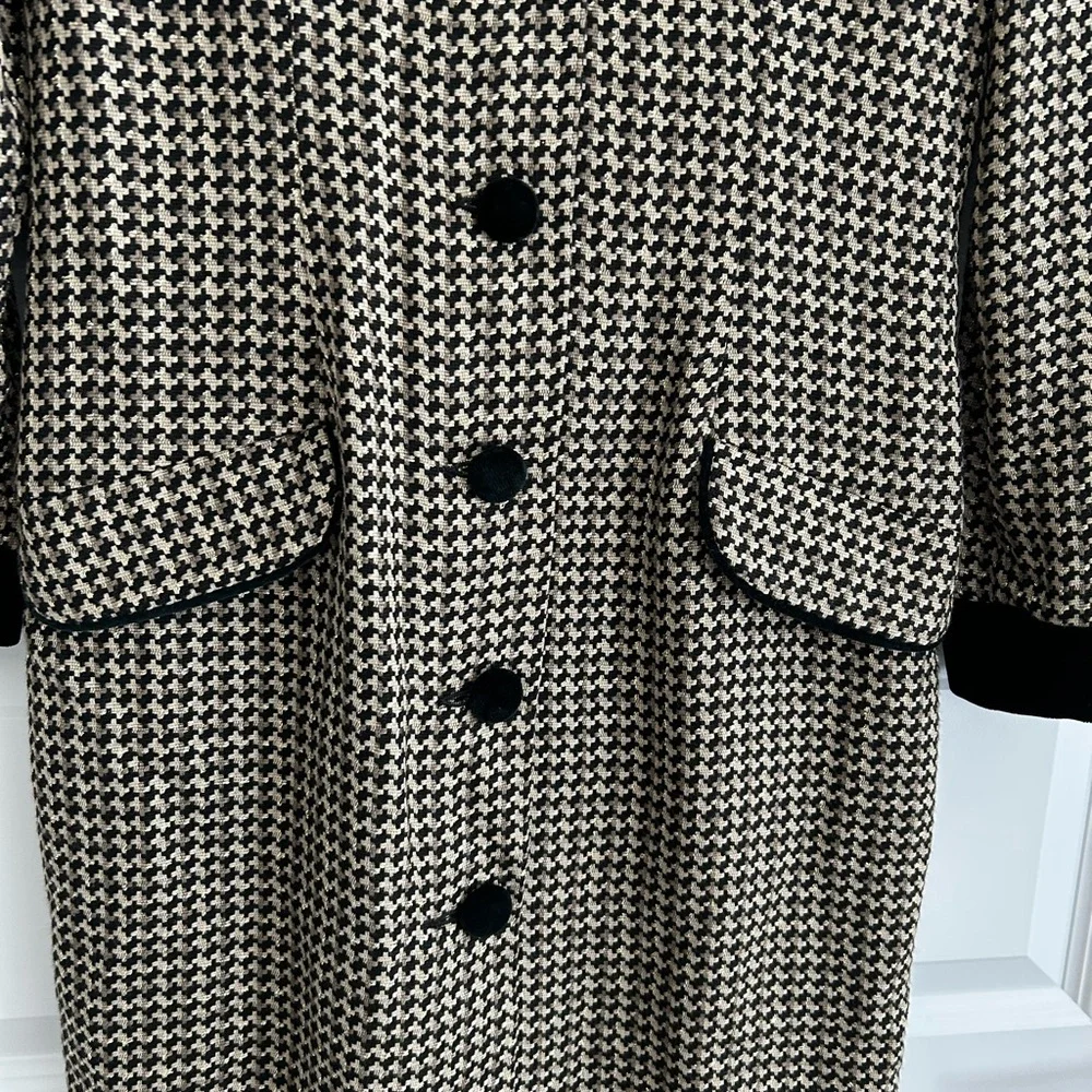 Lanz Originals Tweed Dress Tan Black Gold Metallic Size 6